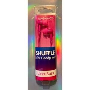 MAGNAVOX Shuffle In Ear Headphones Clear Bass 8.6mm Earbuds Pink